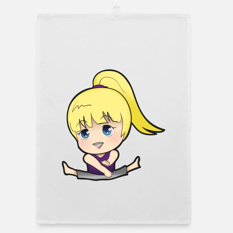 Chibi Anime Manga Splitkick - Organic Geschirrtuch - Weiß