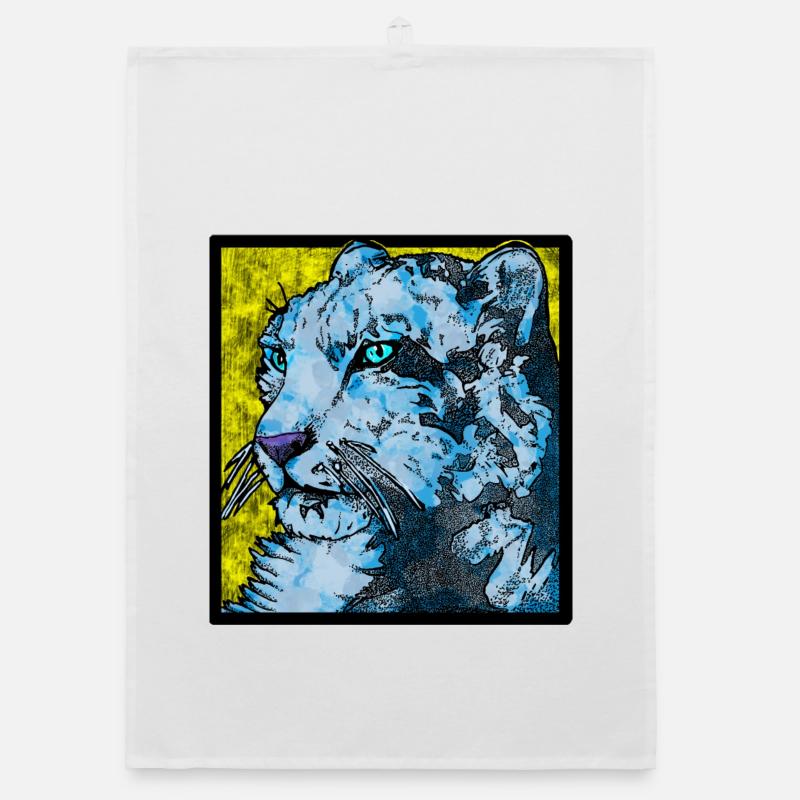 Schneeleopard nah (Bunt) Organic Geschirrtuch