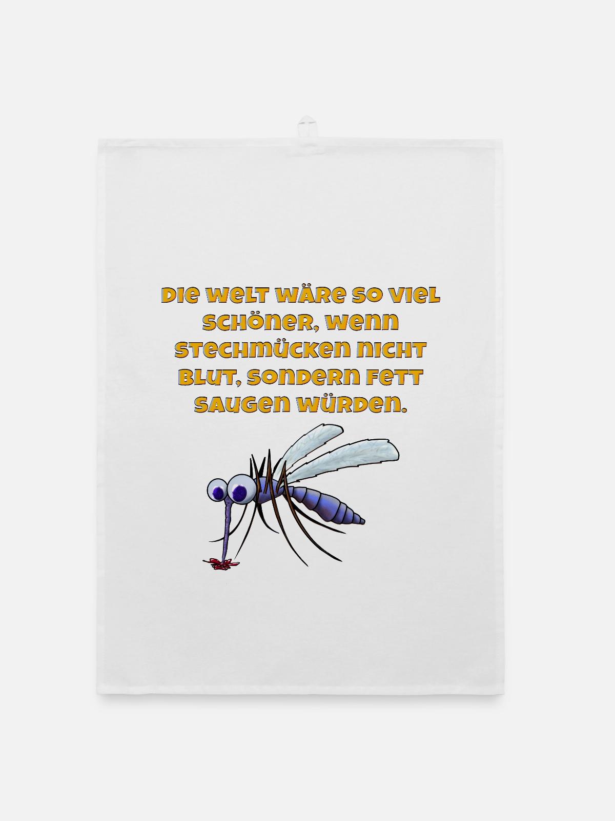 Stechmücke Fett-Satire - Organic Geschirrtuch - Weiß - Vorne