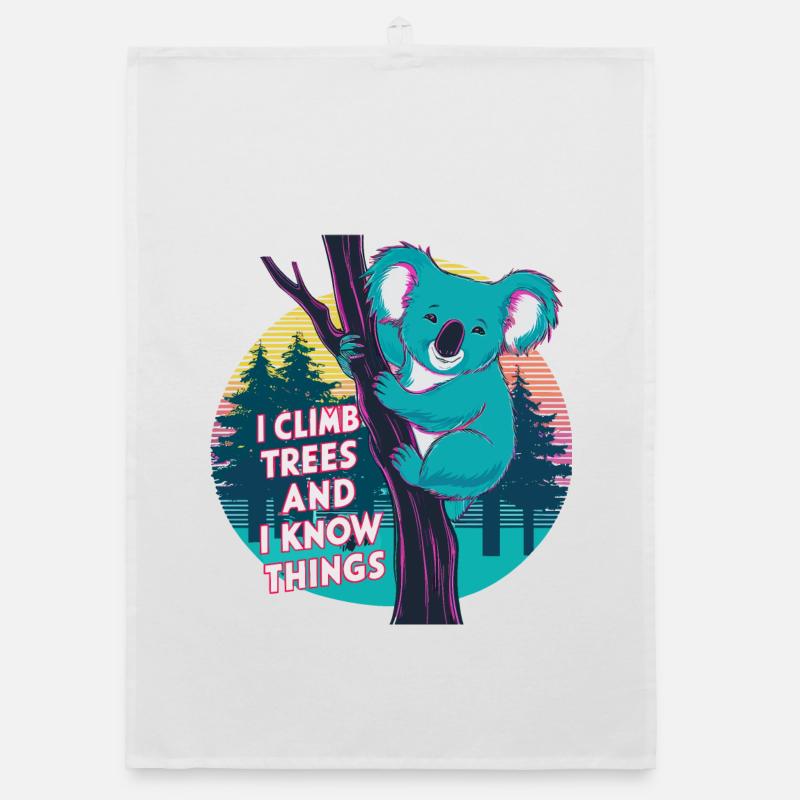 I Climb Trees and Know Things - Neon Koala Organic dish towel