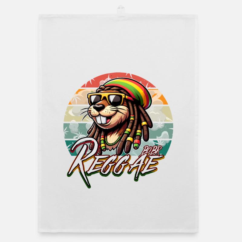 Bober Reggae - Rasta Bobr Marly - Torchon bio - blanc