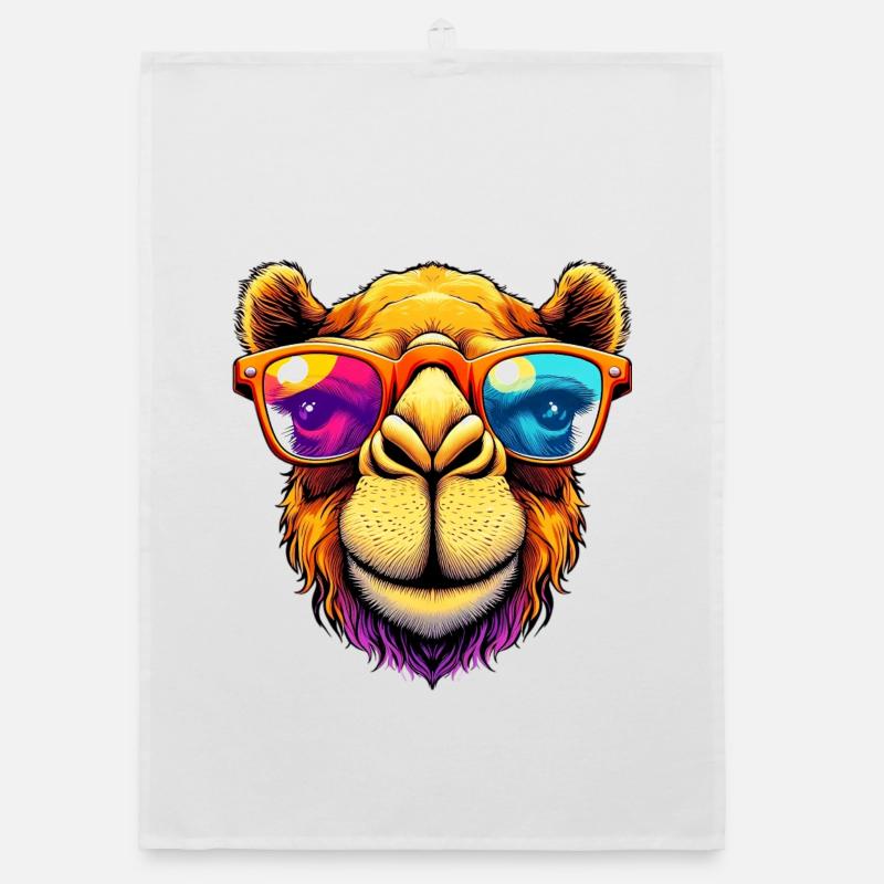 Camel mit Sonnenbrille Organic Geschirrtuch