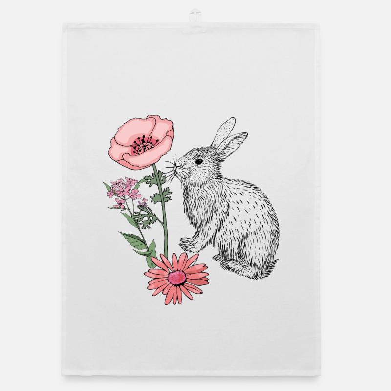 Lapin de Pâques Joyeuses Pâques Torchon bio