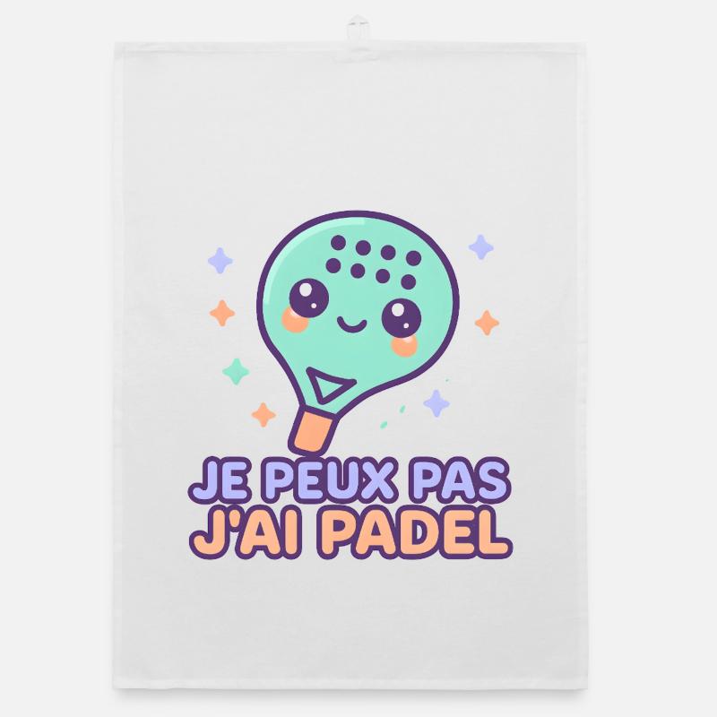 Je peux pas j'ai padel - Torchon bio - blanc