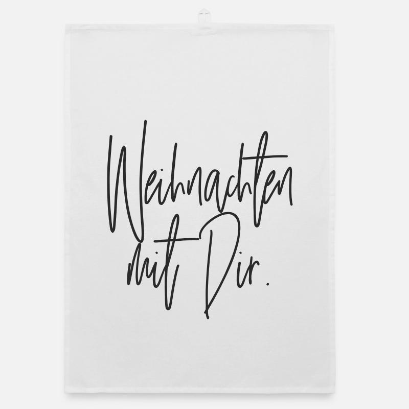 Noël avec toi Écriture manuscrite - Torchon bio - blanc