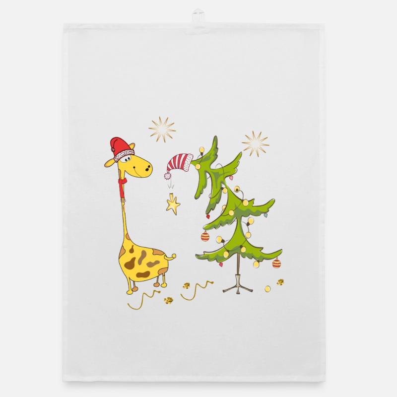 Giraffe mit Weihnachtsbaum Organic Geschirrtuch