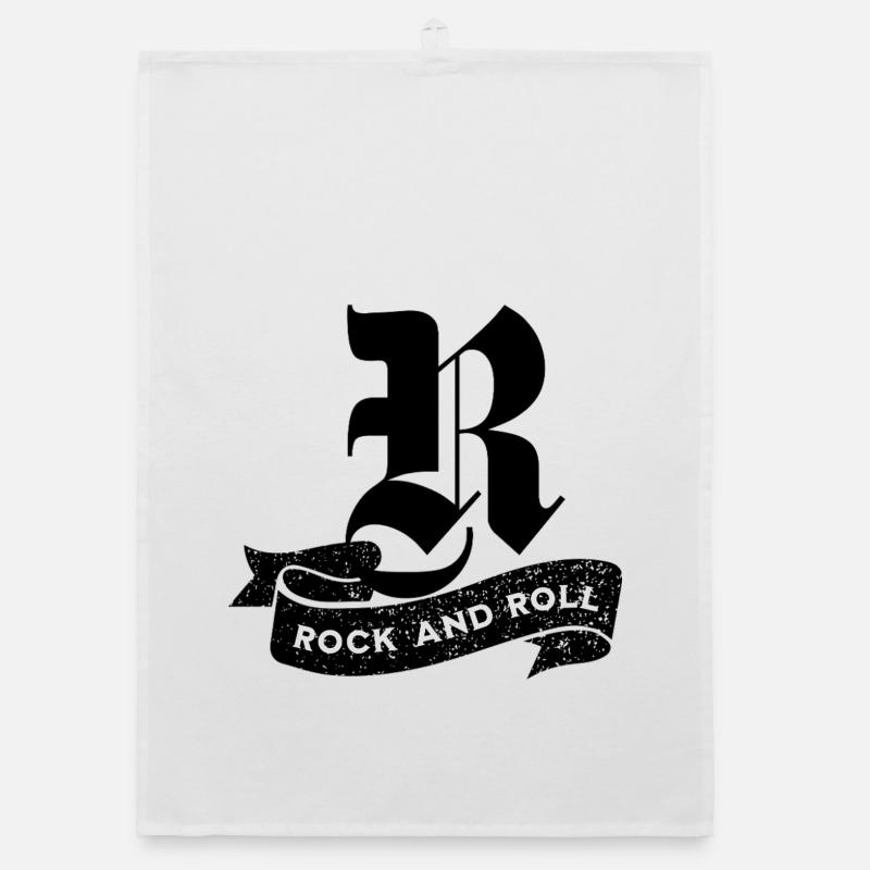 Rock and Roll Tilted Text Organic dish towel
