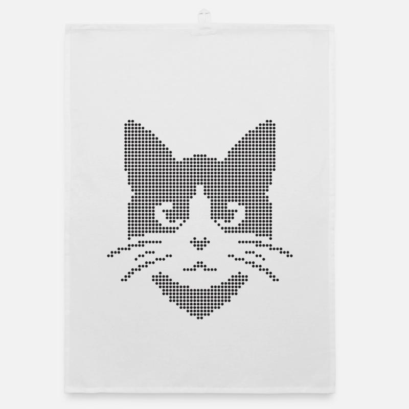 Silhouette de visage de chat à points Torchon bio