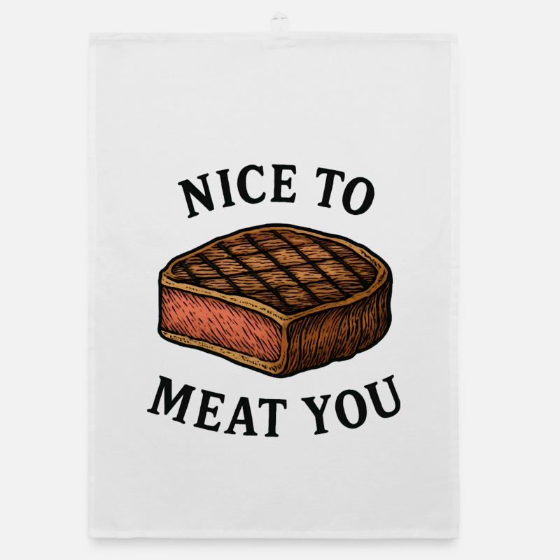 Ravi de vous rencontrer Steak Graphic Torchon bio