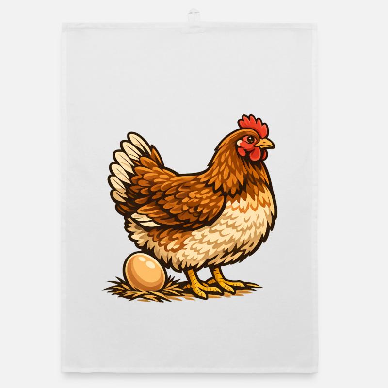 Chicken with Egg – Fun Design for Chicken Keepers Organic dish towel