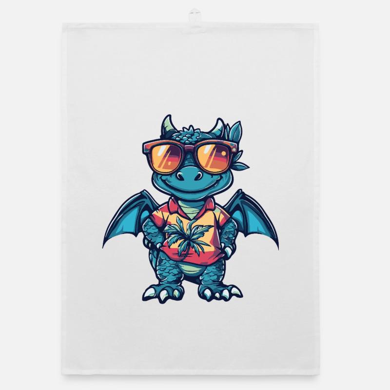 Drache Comic Urlaub Organic Geschirrtuch