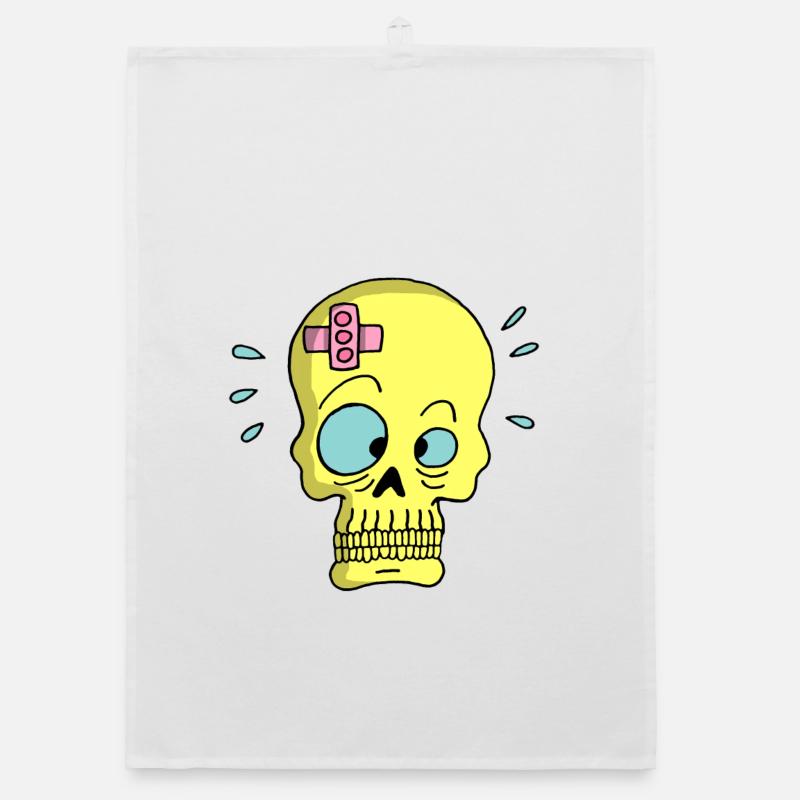 Skull and sticking plaster Organic dish towel