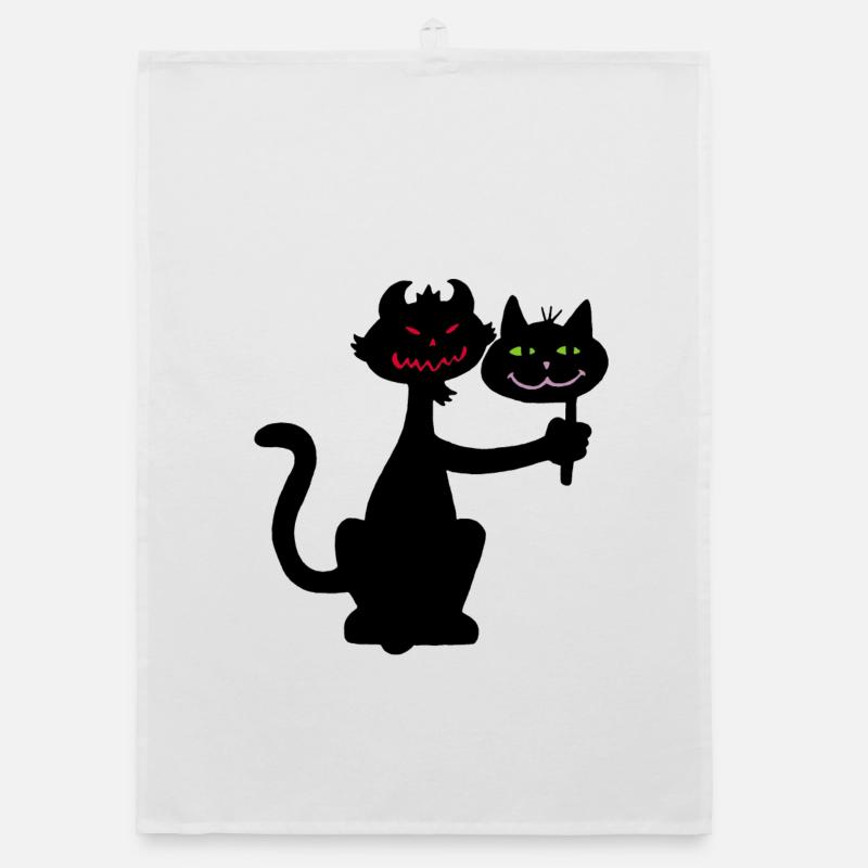 Schwarze Katze und Dämon Organic Geschirrtuch