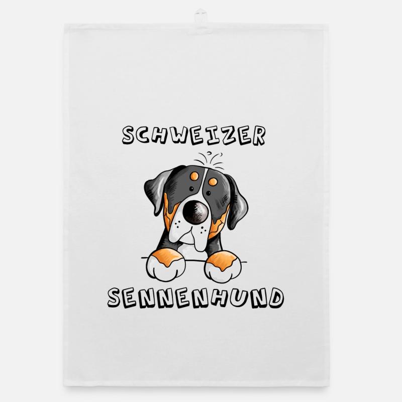 Großer Schweizer Sennenhund - Organic Geschirrtuch - Weiß