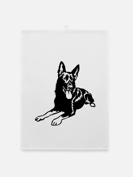 German Shepherd - Organic dish towel - white - Front