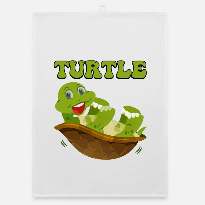 Playful Turtle in Happy Shell Organic dish towel