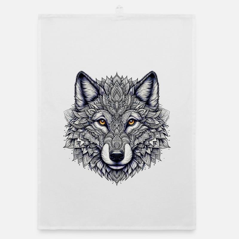 Loup décoré de Mandalas Torchon bio