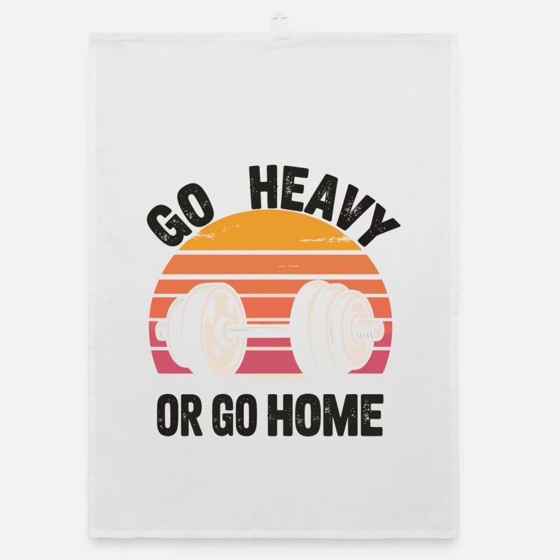 Go Heavy oder Go Home Retro Langhantel Organic Geschirrtuch