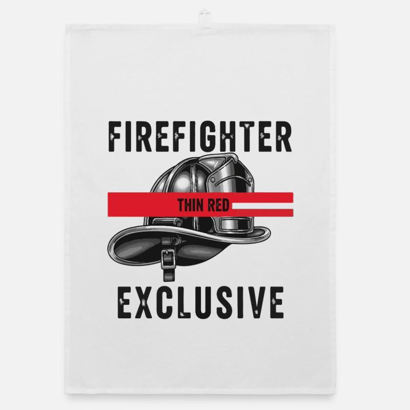 Firefighter Helmets Red Graphic Design Organic dish towel