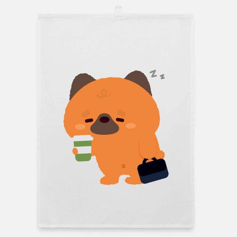 Sleepy German Shepherd Coffee Organic dish towel