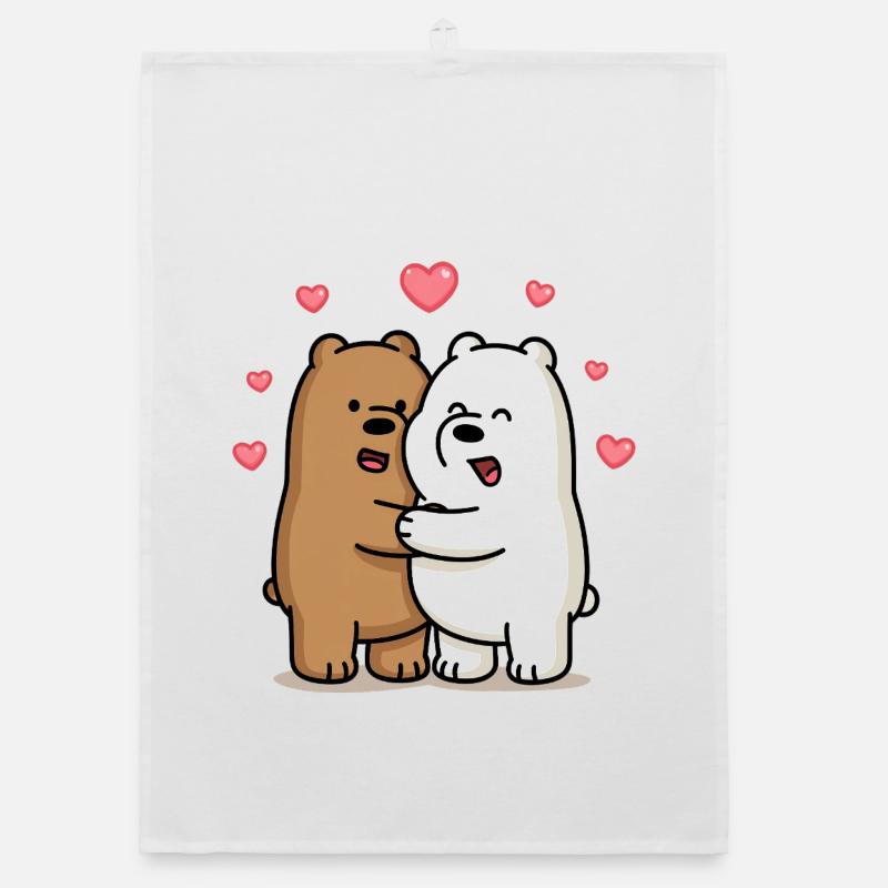Umarmende Bären mit Herzchen Organic Geschirrtuch