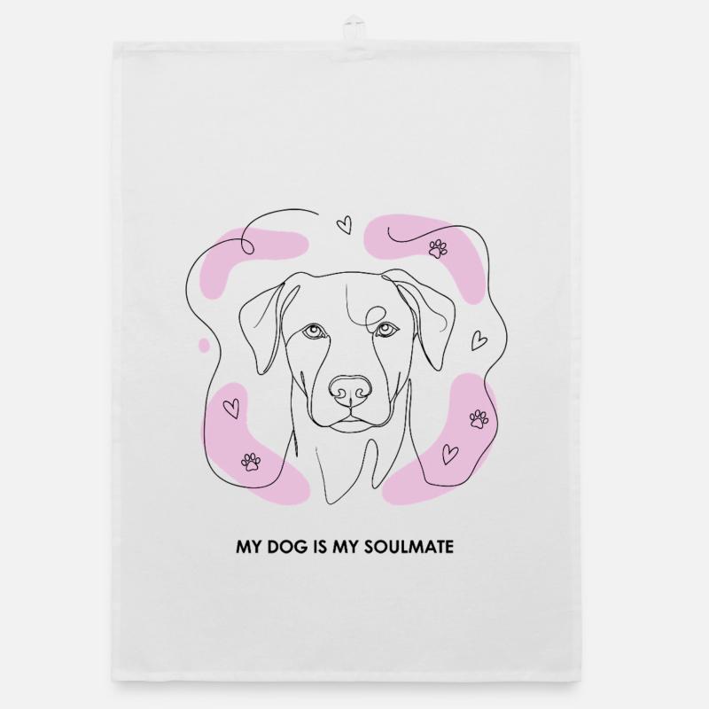 Dessin de lignes d’âmes sœurs de chien Torchon bio