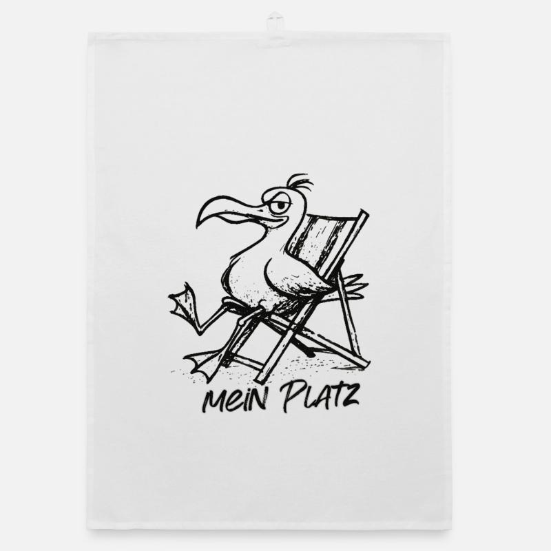 Pélican sur la chaise longue – Chez moi - Torchon bio - blanc