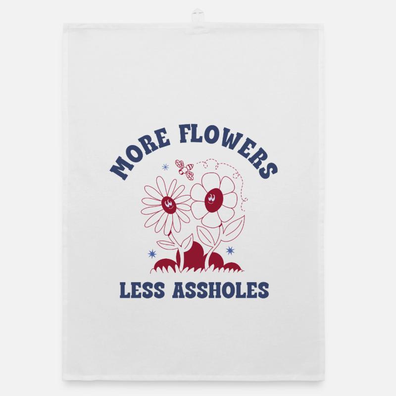 Plus de fleurs, moins de connards – Expression rétro sur les fleurs Torchon bio