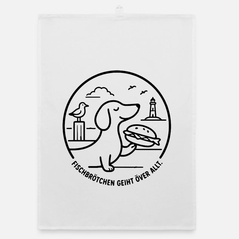 Fischbrötchen geiht över all Moin norddeutsch Organic Geschirrtuch