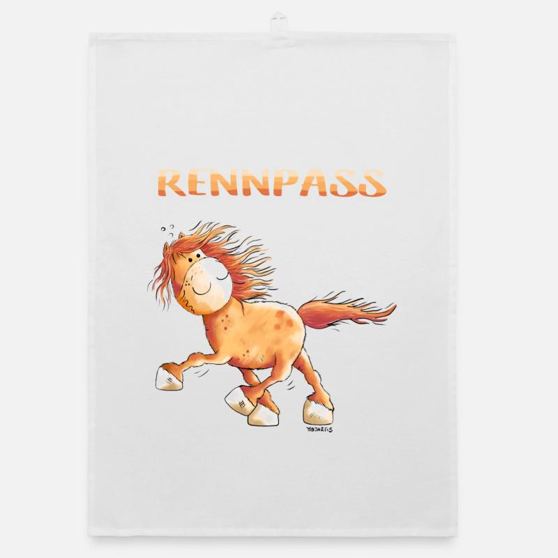 Rennpass Islandpferd - Comic - Fun - Organic Geschirrtuch - Weiß