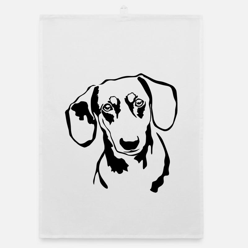 Dachshund head Organic dish towel