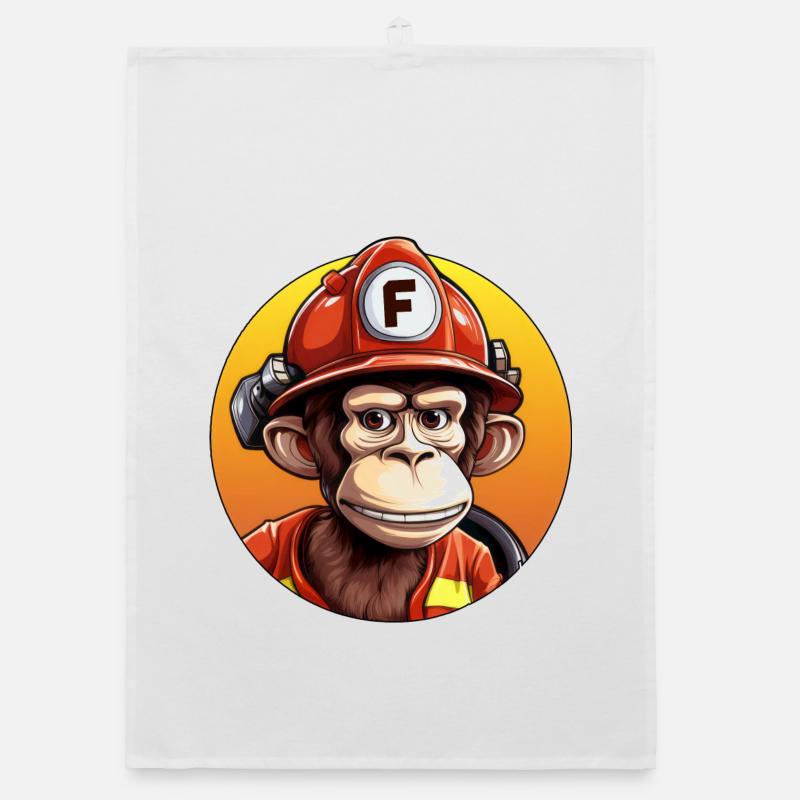 Firefighter / Monkey Organic dish towel