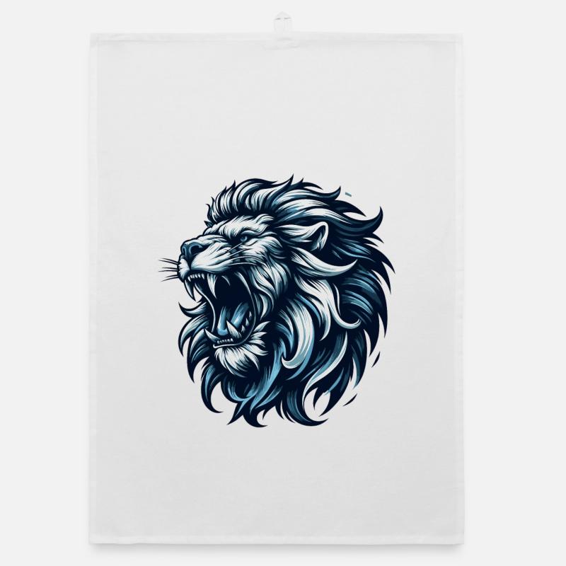 Lion Roars Blue Gift Organic dish towel