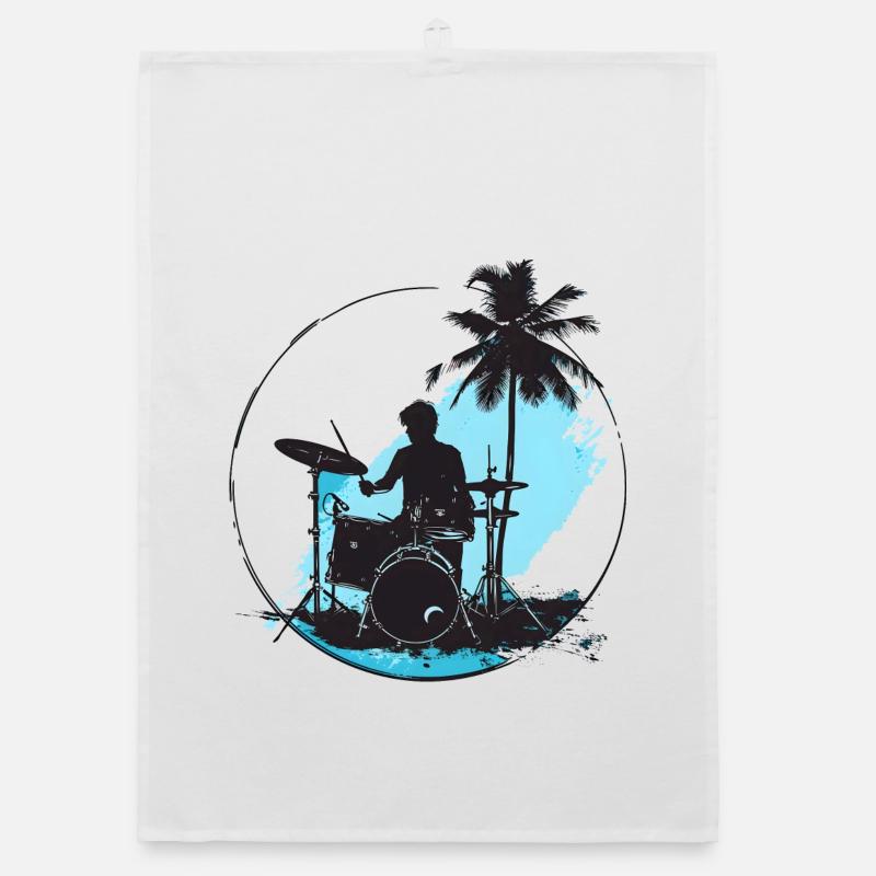 Drummer Drawing Organic dish towel