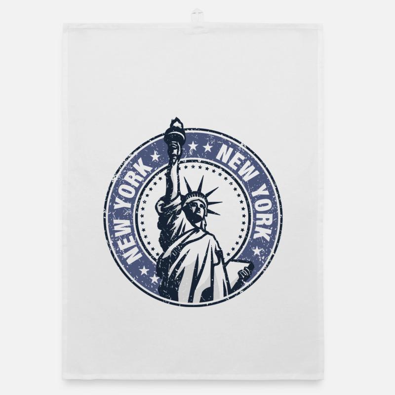 Cocarde de la Statue de la Liberté, NYC - Torchon bio - blanc