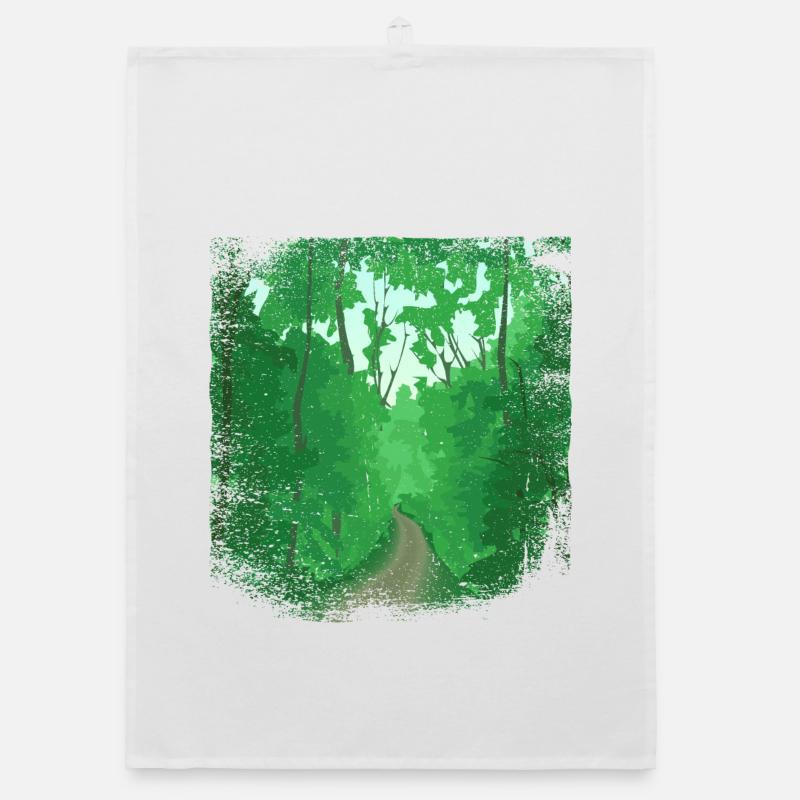 Chemin forestier avec bordure effilochée Torchon bio