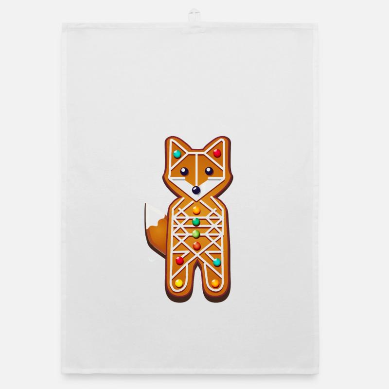 Fox in Gingerbread Style – Creative Christmas Motif Organic dish towel
