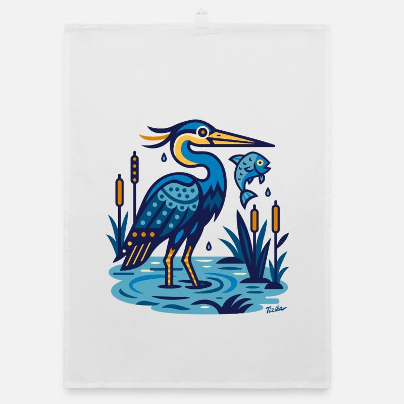 Grey heron Organic dish towel