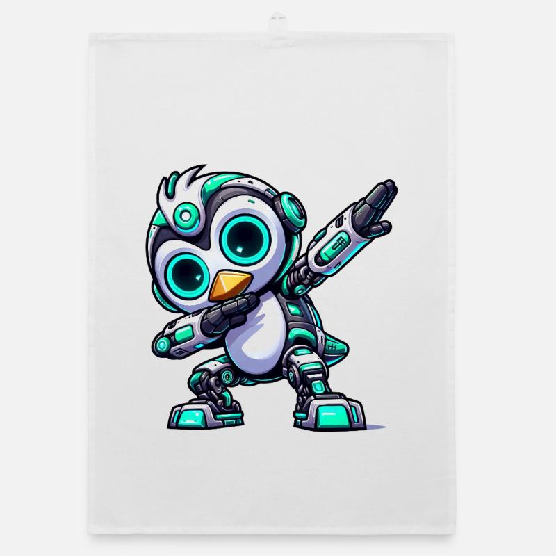 Cool pingouin robot cyborg robot astronaute dab Torchon bio