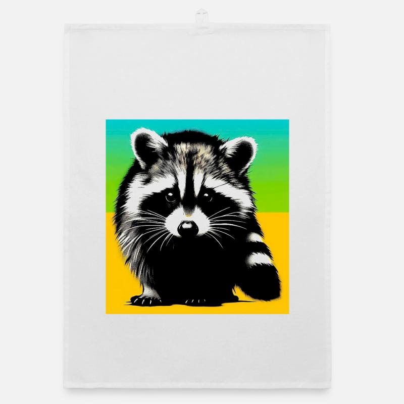 Waschbär - Organic Geschirrtuch - Weiß