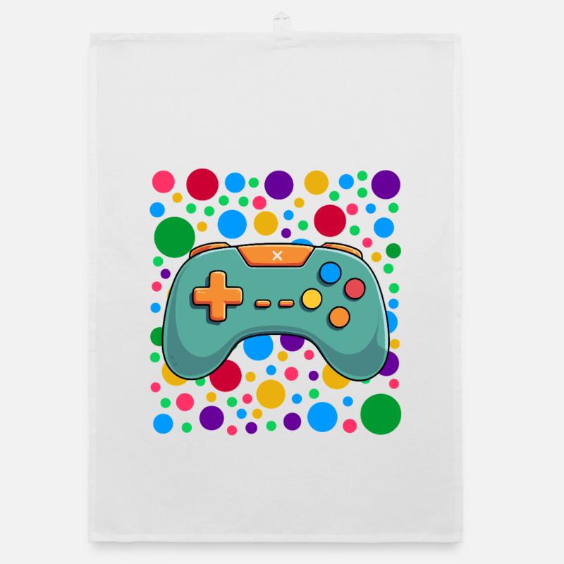 Farbenfroher Gaming-Controller Spotty Dotted Gaming Organic Geschirrtuch
