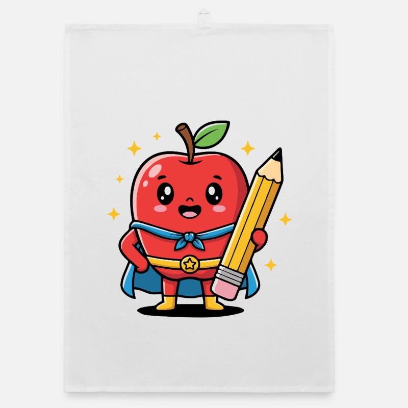 Professeur dessin animé fruit avec crayon Torchon bio