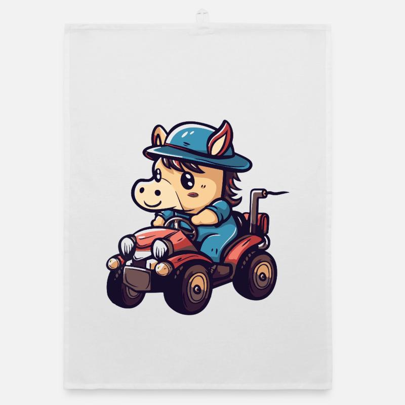 Pferd Traktor Farmer Organic Geschirrtuch