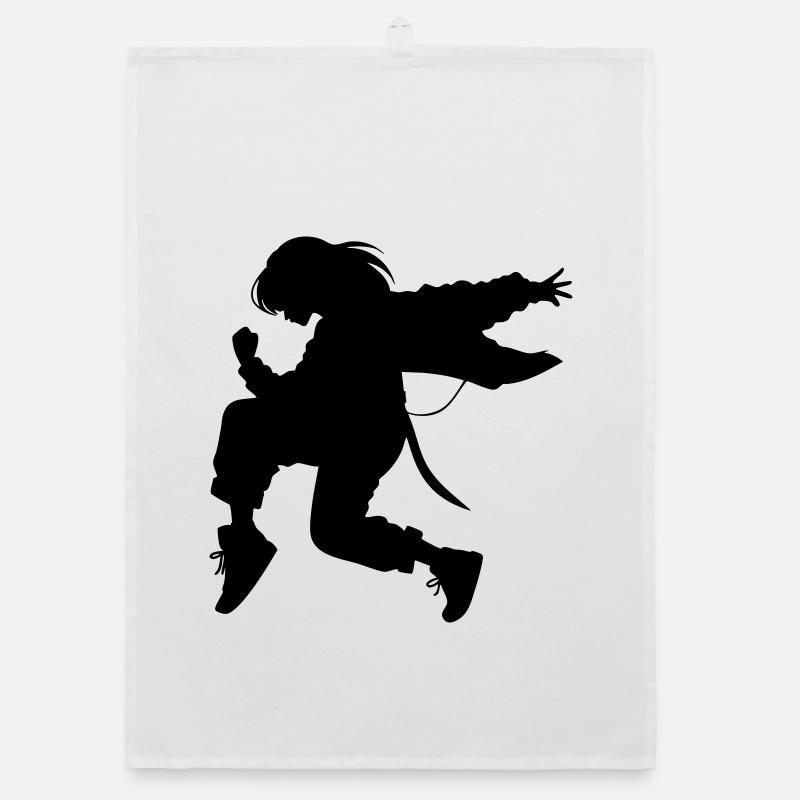 Breakdance B-Girl Silhouette en action - Torchon bio - blanc