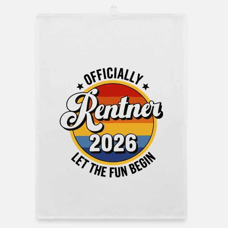 Rentner 2026 Retro Patch Frührente Abschlußparty - Organic Geschirrtuch - Weiß