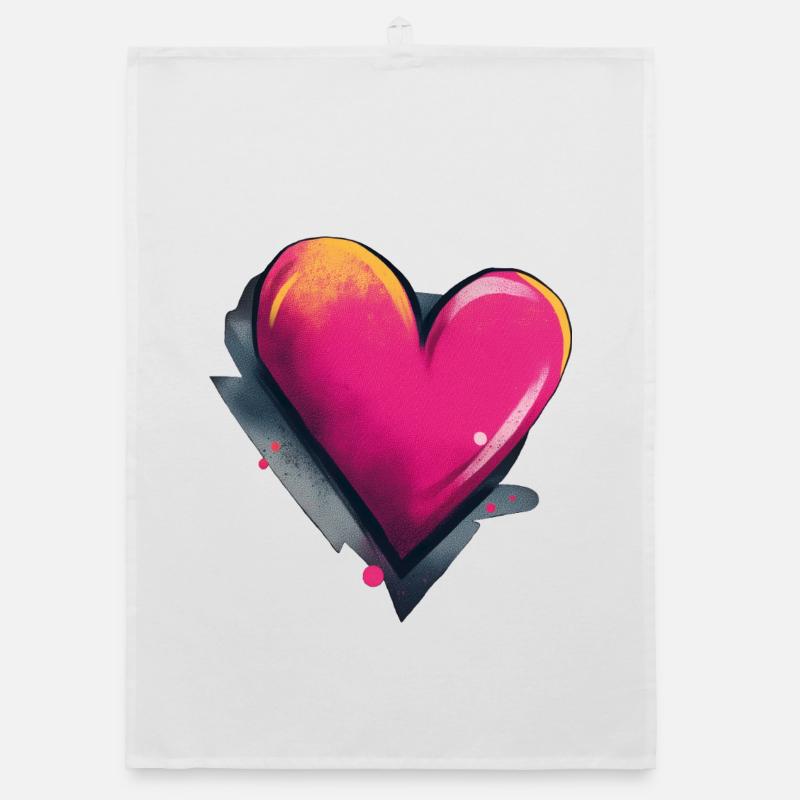 Herz Graffiti Organic Geschirrtuch