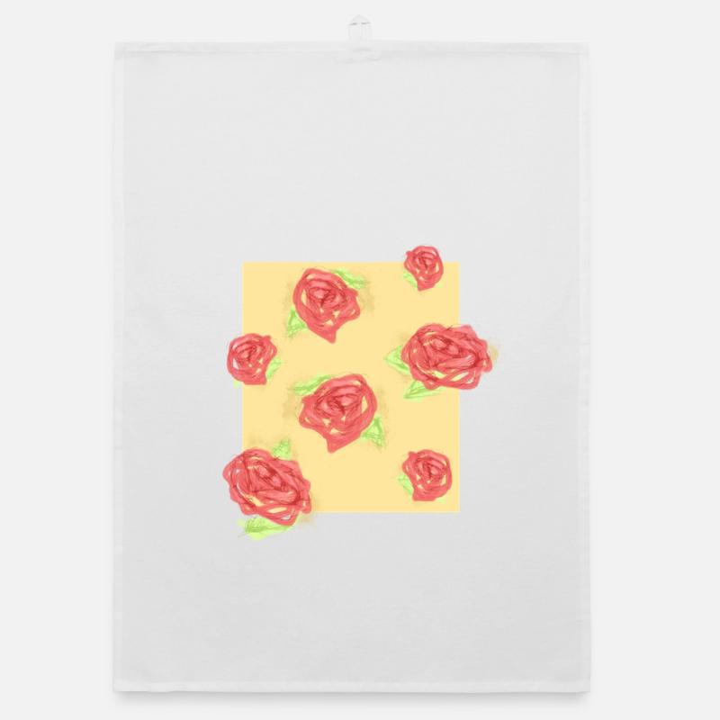 Pastel roses on cream Organic dish towel
