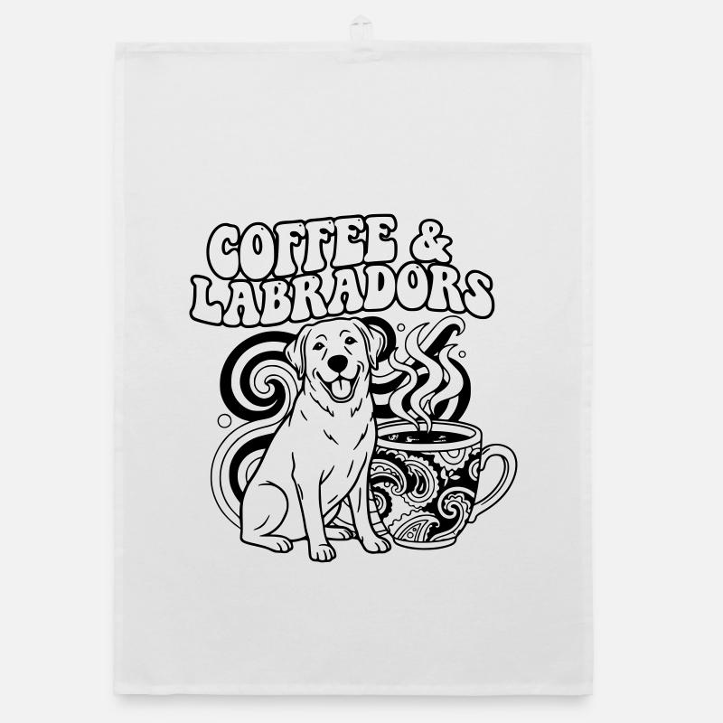 Coffee Labrador's Dog Outline Organic dish towel