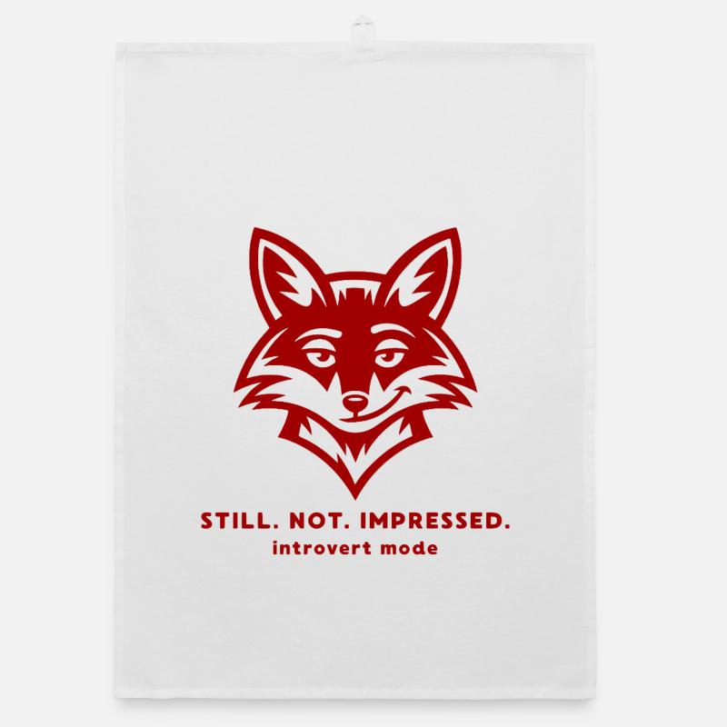 Funny Fox Introvert Quote - Still Not Impressed Organic dish towel