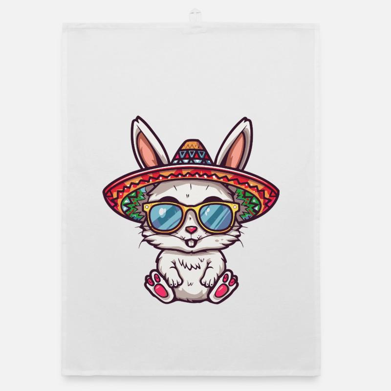 Bunny Comic Sombrero drôle Torchon bio